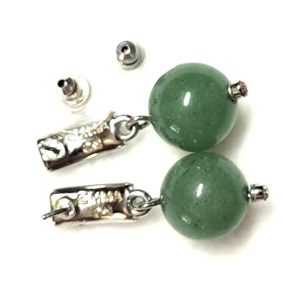 MMA Metropolitan Museum Art CN Carved Jadeite Black Rhinestone Dangle Earrings. - Picture 6 of 6